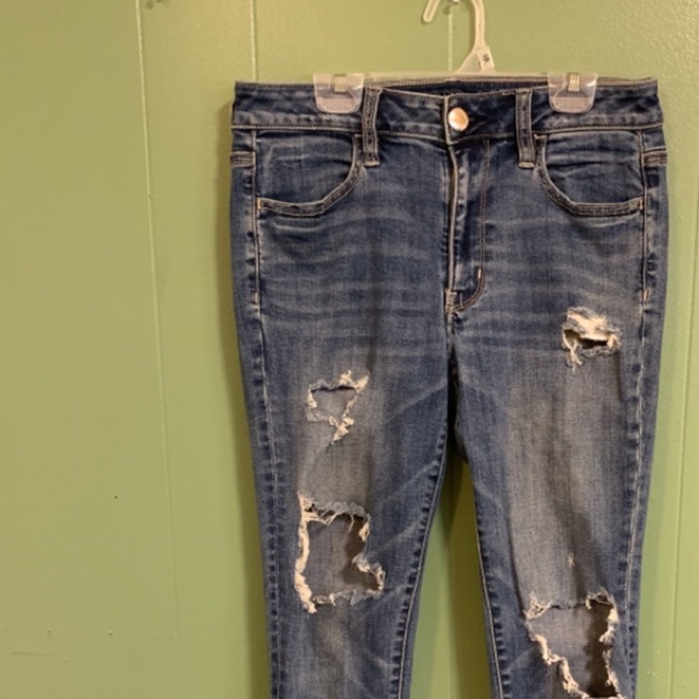 High Rise American Eagle Ripped Jeans